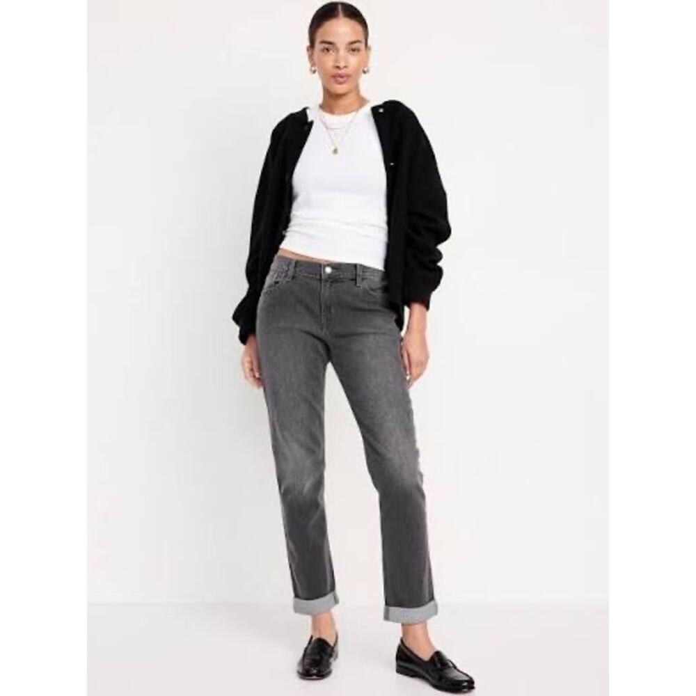 Old Navy NWT Women's 2 Charcoal Wash Mid-Rise Wow Boyfriend Ankle Stretch Jeans